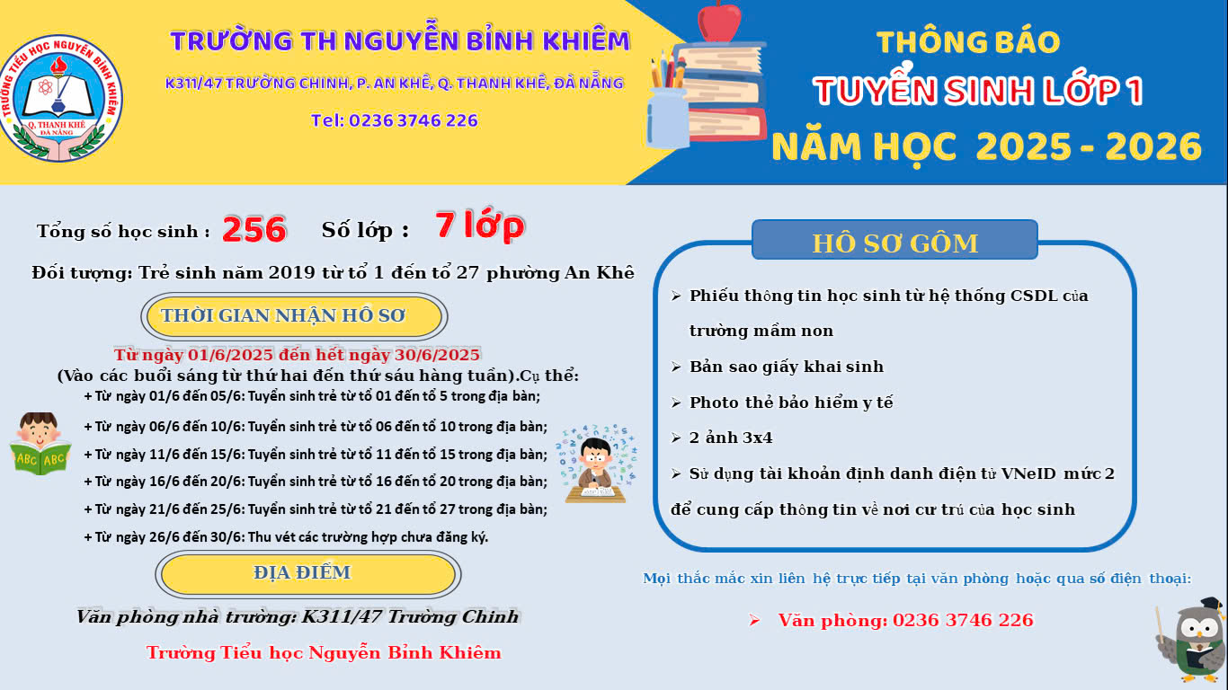 THÔNG BÁO TUYỂN SINH LỚP 1