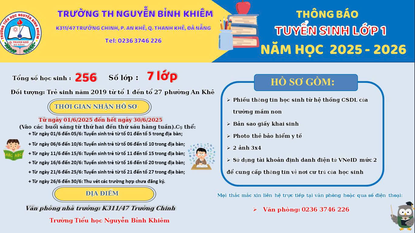 THÔNG BÁO TUYỂN SINH LỚP 1